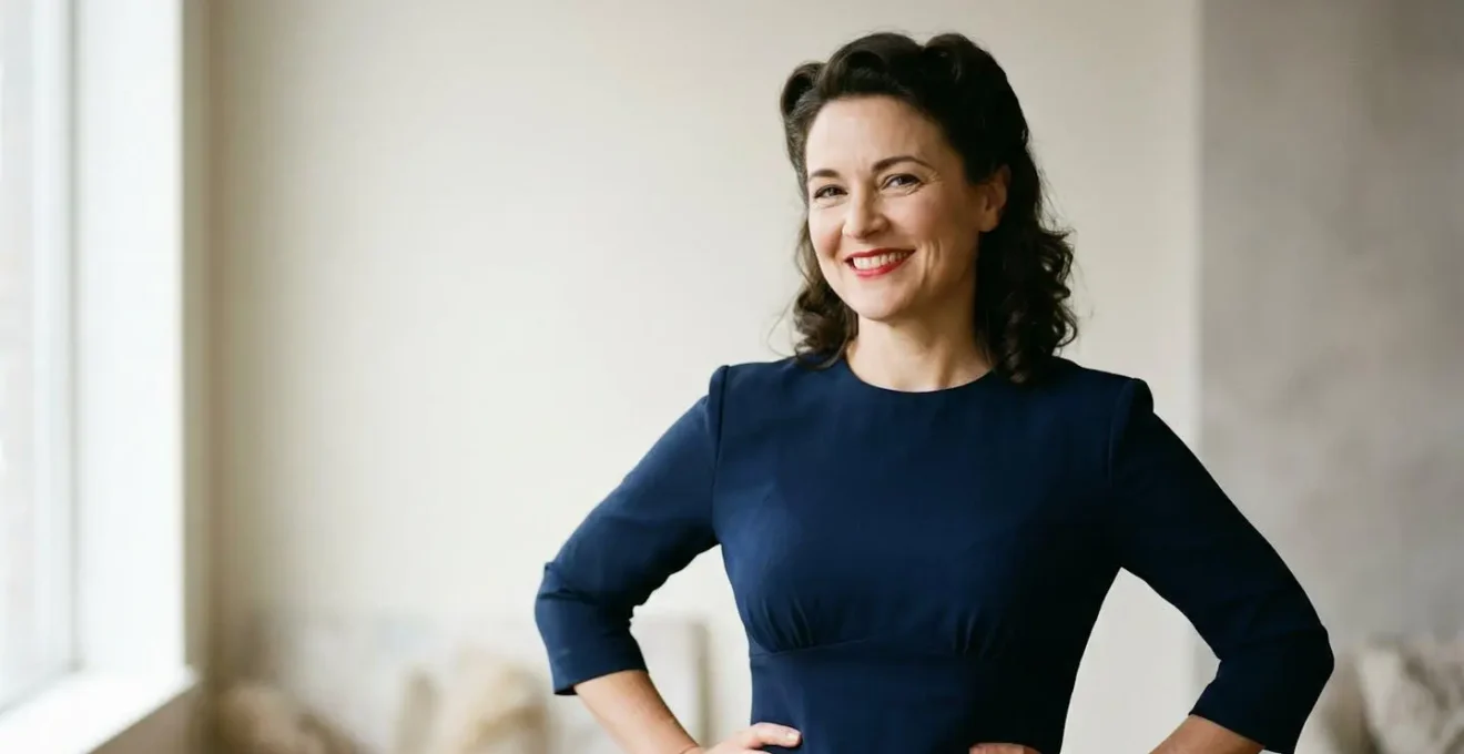 Portrait editorial d'une femme degageant confiance et charme vintage dans un style intemporel