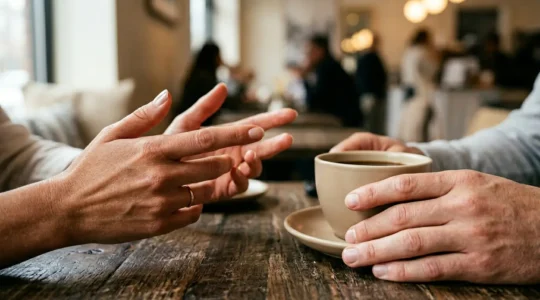 Gros plan sur des mains soignées dans un contexte de rencontre élégante