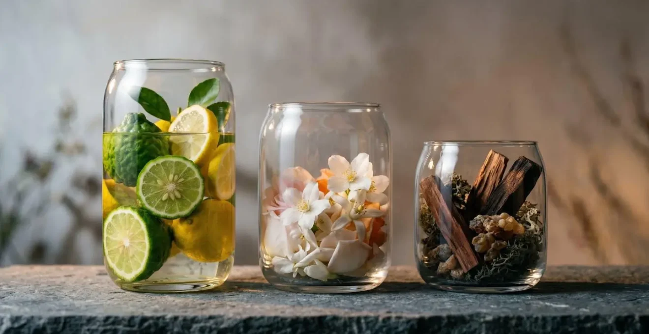 Représentation visuelle de l'évolution d'un parfum sur la peau au fil des heures