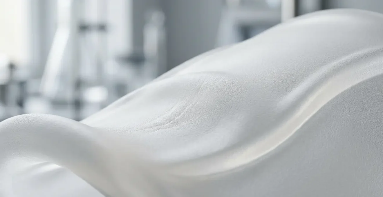 Texture douce de silicone médical de haute qualité éclairé par une lumière naturelle pour évoquer la sécurité et la pureté des matériaux