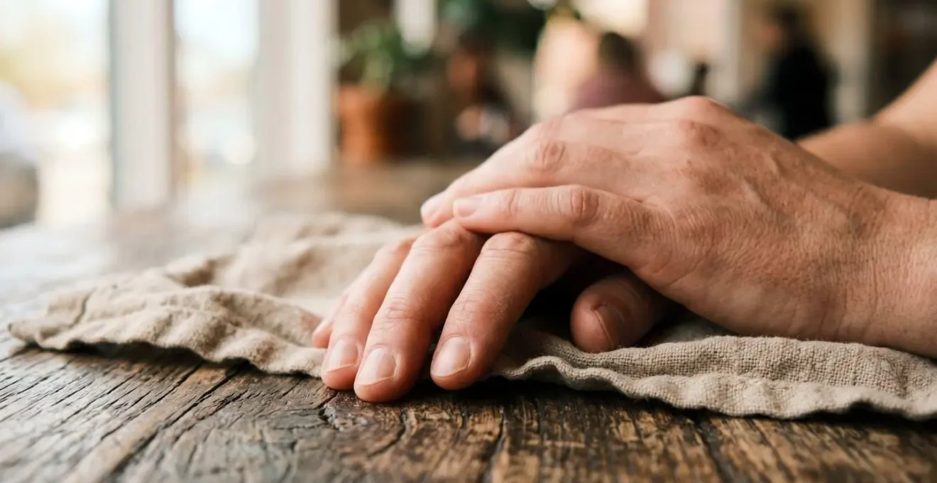 Gros plan sur des mains en position d'ancrage somatique et de calme