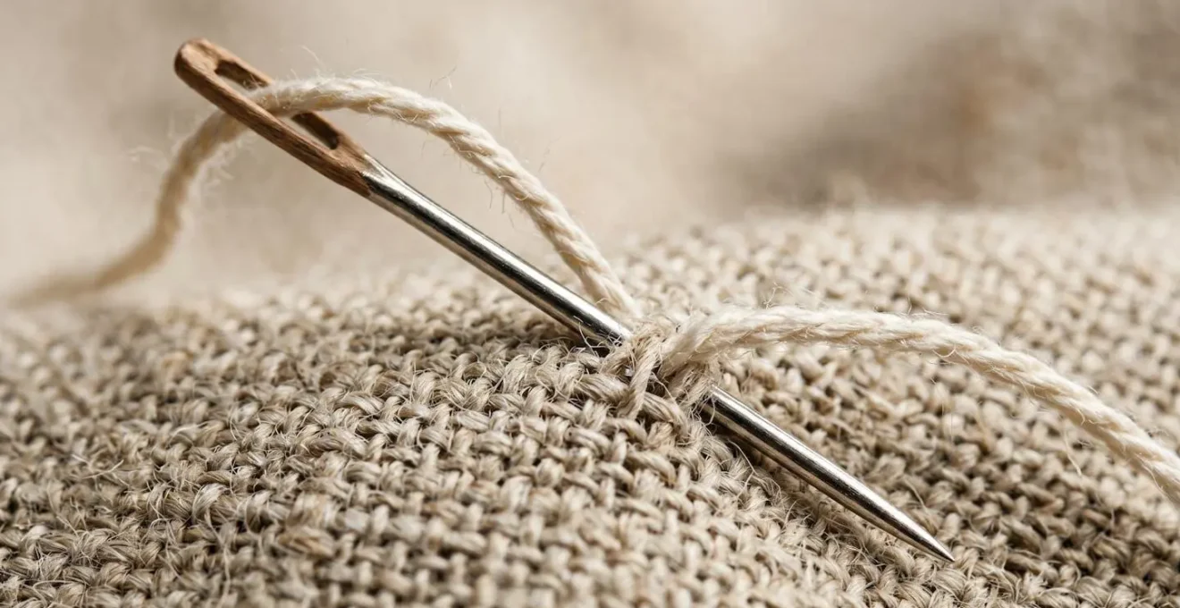 Détails macro d'une surface textile en cours de personnalisation montrant la texture et le savoir-faire artisanal